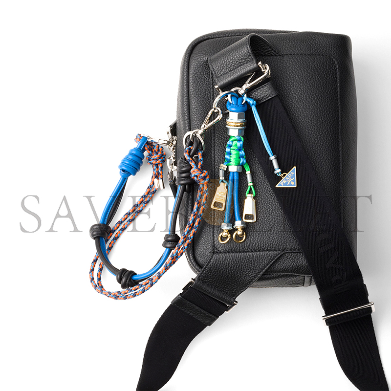 PRADA LEATHER SHOULDER BAG WITH CHARM 2VH181 (24*16.5*7cm) PRADA LEATHER SHOULDER BAG WITH CHARM 2VH181 (24*16.5*7cm)